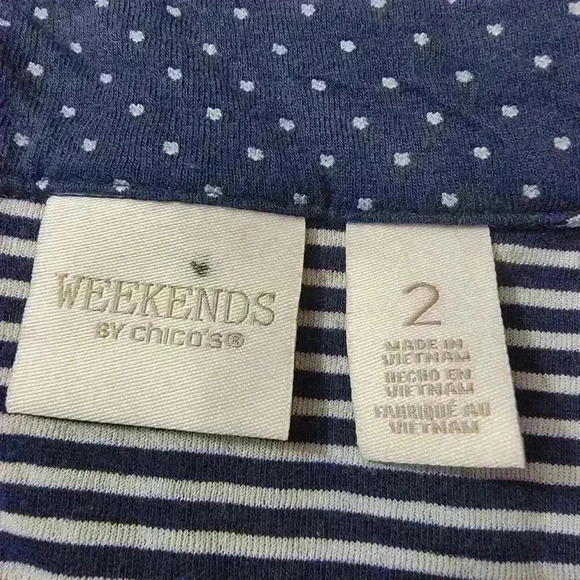 Weekends By Chicos 2 Jacket Womens Large Nautical Athleisure Comfort Travel - Picture 2 of 16